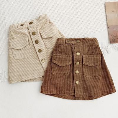 Kinder Mädchen Niedliche Baumwollröcke Beige Kaffee Taschenröcke Ankunft Frühling Herbst Winter Kleidung Teenager Mädchen A-Linie Paket Hüftrock