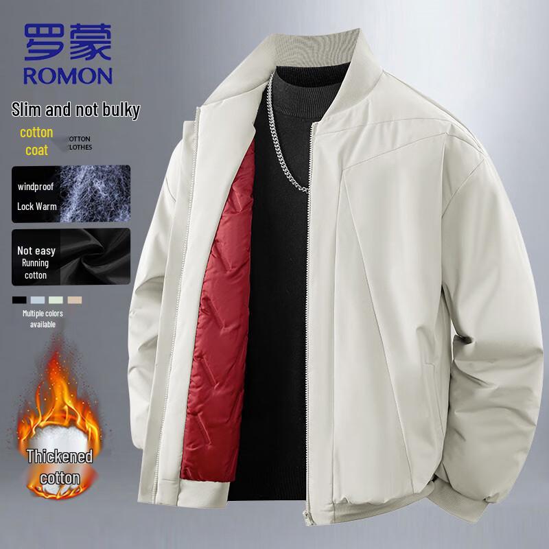 ROMON Men s Winter Padded Baseball Collar Jacket M