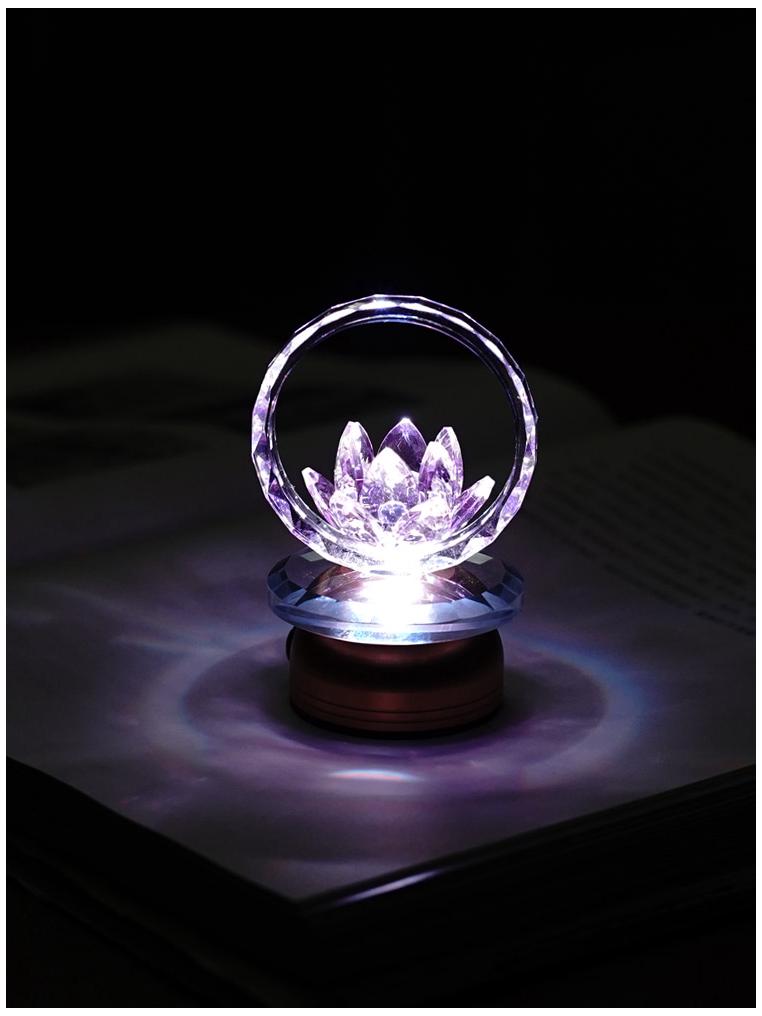 2025 Rechargeable Pink Crystal Lotus LED Buddha Night Lamp