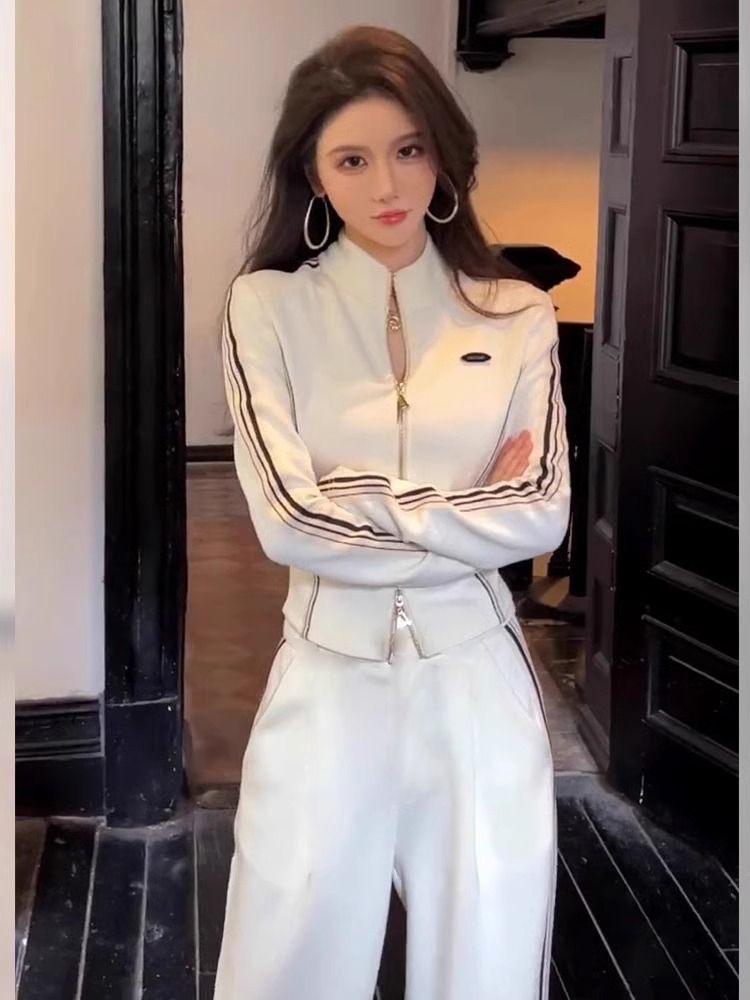 Women's Korean Style Casual Sportswear Set: Hooded Sweatshirt & Wide-Leg Pants (Spring/Autumn 2025)