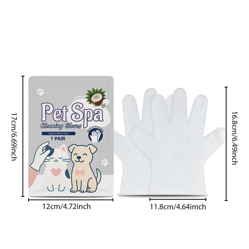 Dog Glove Wipes Everyday No-Wash Gentle 1 Pair Pet Cleaning Gloves Dog Wipes For Small To Large Breeds Kitten Puppy Travel