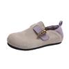 Ugly cute Japanese retro color matching Birkenstocks women's 2025 new flat-soled one-pedal soft-soled soft-faced comfortable single shoes