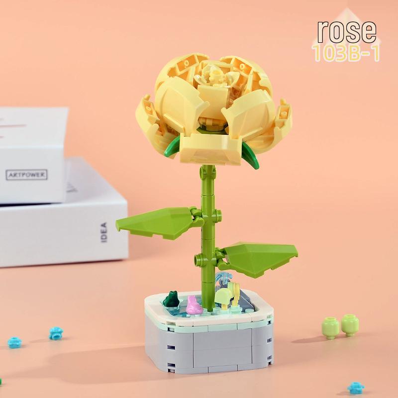 Educational Sunflower & Hibiscus Building Blocks Ornament - Teacher's Day Gift