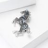 Vintage Rhinestone Horse Brooch Alloy Running Horse Lapel Pin Sweater Cardigan Coat Business Suit Decoration Men Women Clothing Accessories