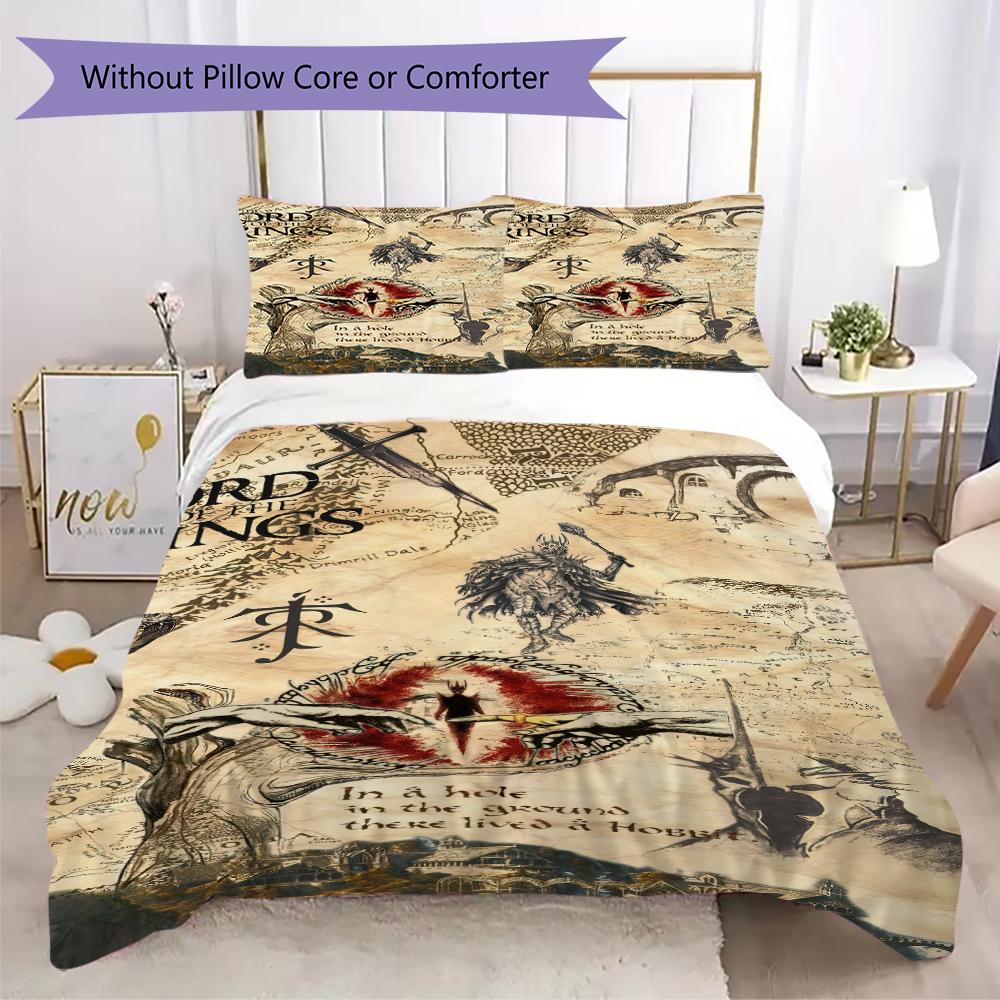 1PC The Lord of the Rings Bedding Quilt Set Quilt Cover Pillowcase Home Decoration Birthday Gift (1 * duvet cover + 2 * pillowcase, without core)A2