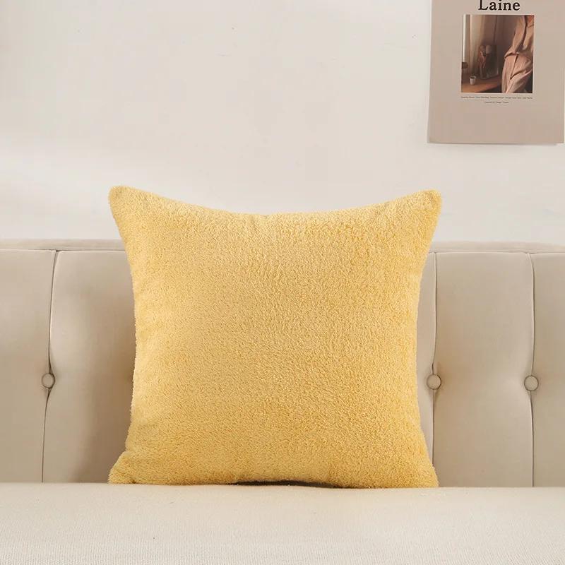 Plush Velvet Pillow Cover Premium Teddy Fleece Sofa Cushion Case Office Nap Pillow Seat Back Support Home Decor Throw Pillowcase