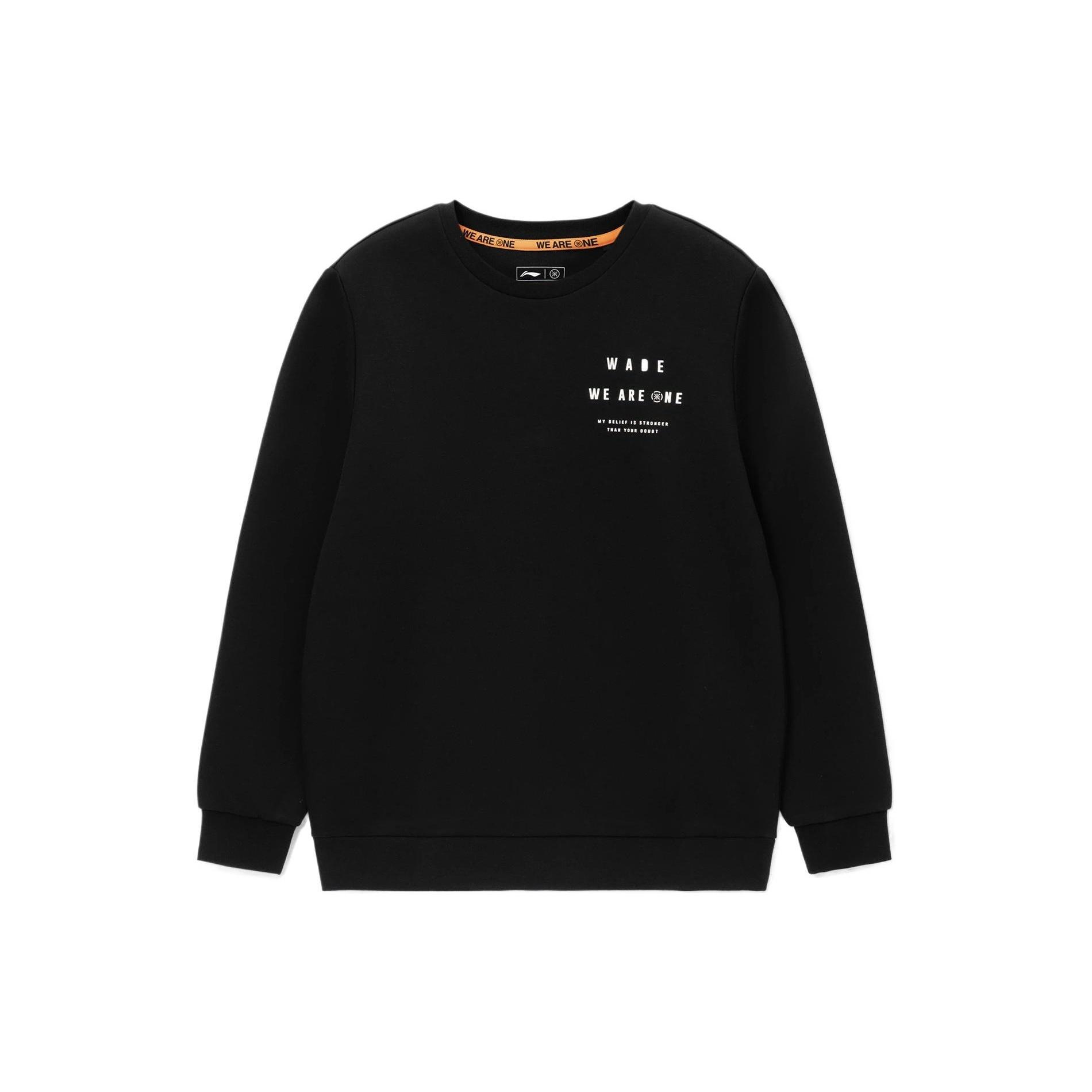 Li-Ning Wade Series Printing Solid Color Round Neck Pullover  Black  Men s AWDS189-1 S