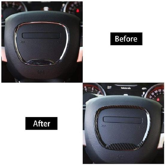 For 2015+ Dodge  Challenger Dodge Charger Steering Wheel Cover Trim Carbon Fiber