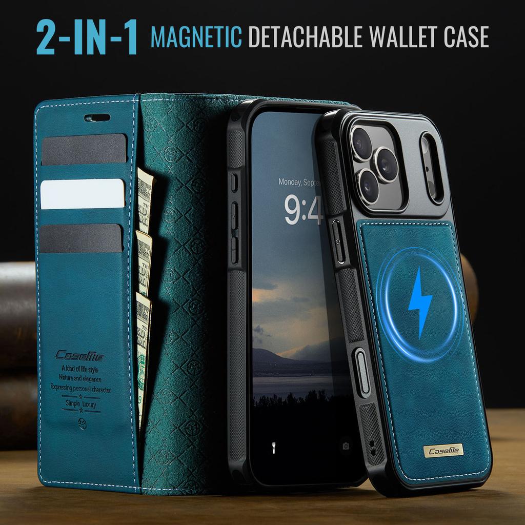 Compatible with Apple 17ProMax magnetic detachable phone case, Samsung S25 flip cover, A17 two-in-one leather case