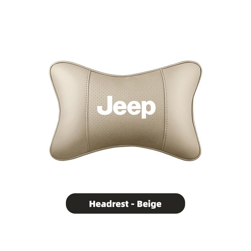 

Для автомобиля Jeep Подушка-поддержка поясницы на сиденье с подголовником, кожаная, для Jeep Grand Cherokee Wrangler JK Gladiator Compass Renegade