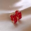 Luxus Rote Farbe Zirkon Quadratische Creolen Für Frauen Exquisite Glänzende Kristall Persönlichkeit Ohrring Hochzeit Zirkon Geschenk 2024 Neu