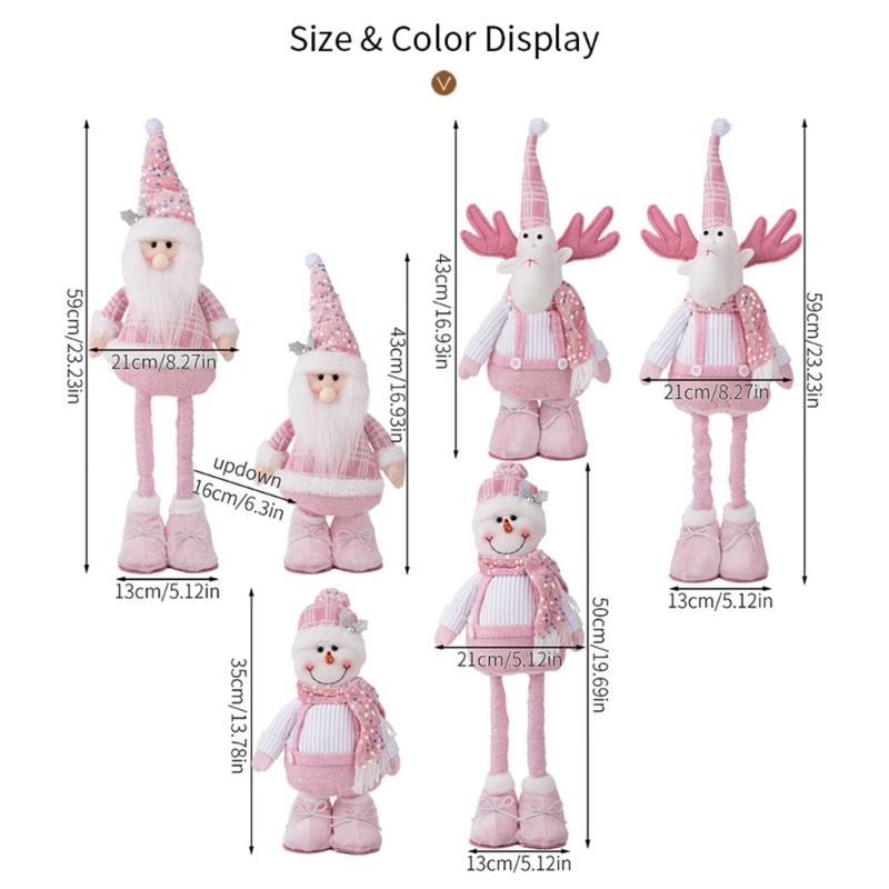 Teleskopische Weihnachtsfigur Plüschdekorationen Pailletten Weihnachtsmann Schneemann Elch Plüschfiguren Dekorationen Feiertagsdekorationen