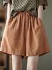 Women's Cotton Casual Elastic Waist Wide-Leg Cargo Shorts