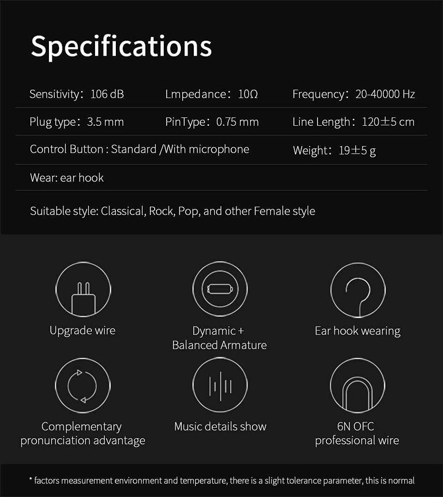 KZ ZST 1BA 1DD In-Ear Earphones, Clear Hi-Fi Monitor Earbuds, Wired Sports Gaming Earphones for Musicians, Singers, and Audiophiles (3.5mm, No Mic,