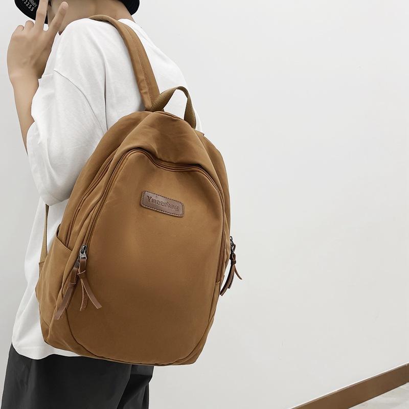 Backpack Nylon Washed Cloth Backpack Male and Female College Students Couple Backpack Student Large Capacity School Bag