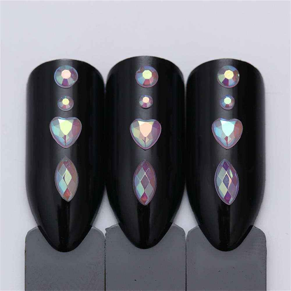 Colorful Water Dropped Elongated Manicure Decor DIY Tips Nail Art Rhinestone Glass Stone