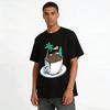 Coffee Cup Surfing Coconut Tree Fun Print T-Shirt Pure cotton T-shirt