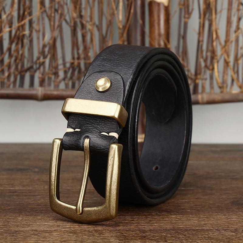 American Ami Kaji Thickened Retro Vegetable Tanned First Layer Cowhide Belt Men'S Genuine Leather Pin Buckle Belt Men'S Casual Versatile