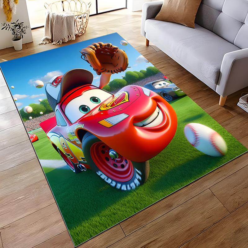 Long Rug Lightning McQueen Race Car Playing Baseball Pixar Cars Art Decor