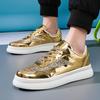 Goldene Luxus-Designerschuhe für Herren Mode Lässig Glänzend Herren Skateboard-Sneaker Plateau Glitzer Stilvolle Damen Sportschuhe