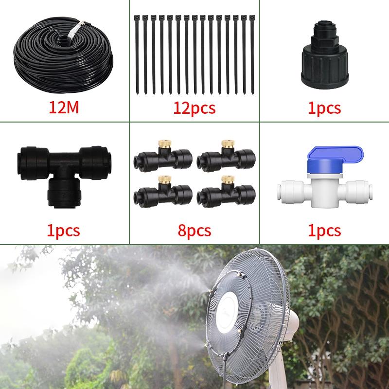 

Система охлаждения туманом для наружного сада, газона, автоматическое распыление, распылитель, комплект для полива, вентилятор с кольцом, распылитель тумана 6-15 м
