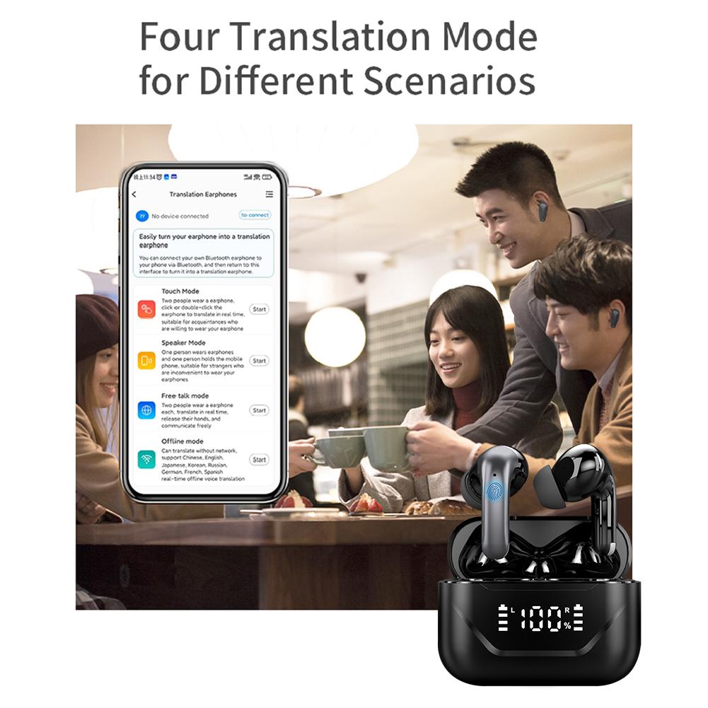 Language Translation Earbuds 144 Languages Bluetooth-Compatible 5.4 Real-time AI Translator Earphone for Travel Business