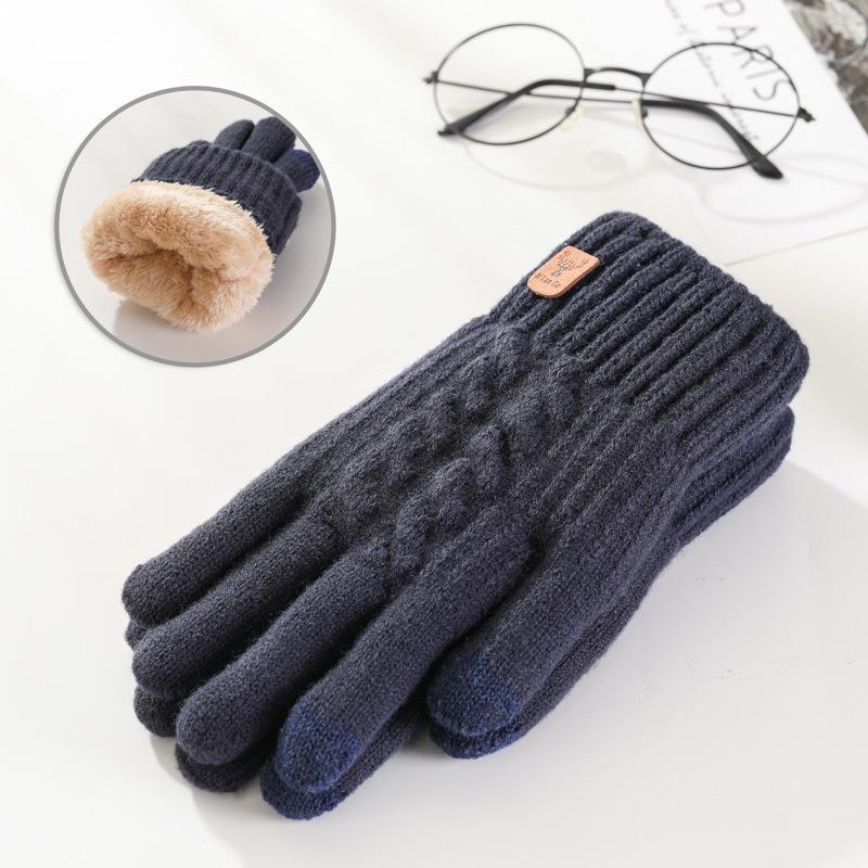 Unisex Korean Thick Knitted Wool Touchscreen Gloves for Autumn & Winter