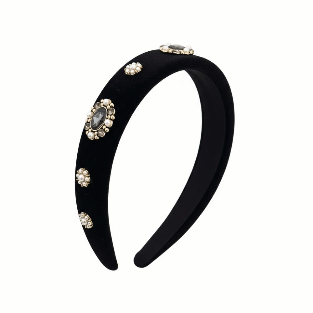Pearl Diamond Velvet Headband Elegant Design Hair Hoops Advanced Rhinestone Headband  Korean Style