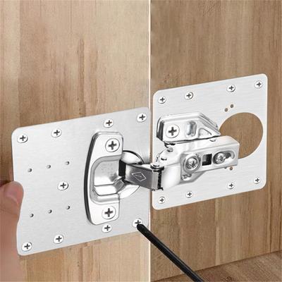1/4Pcs Stainless Steel Cabinet Door Hinge Repair Plate for Furniture Reinforcement Mounting for Both Side Damage Fixed