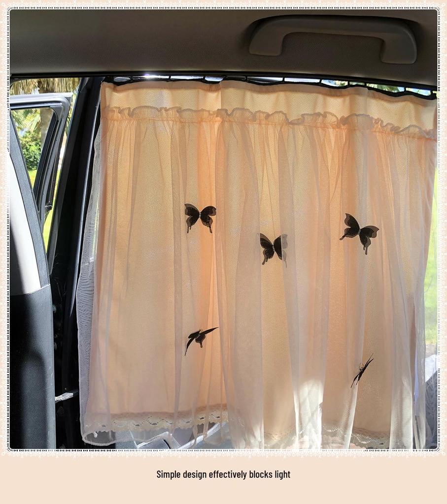 Butterfly Baby Sun Protection Suction Cup Car Curtains - Heat Insulation & Privacy Side Window Gauze Shade