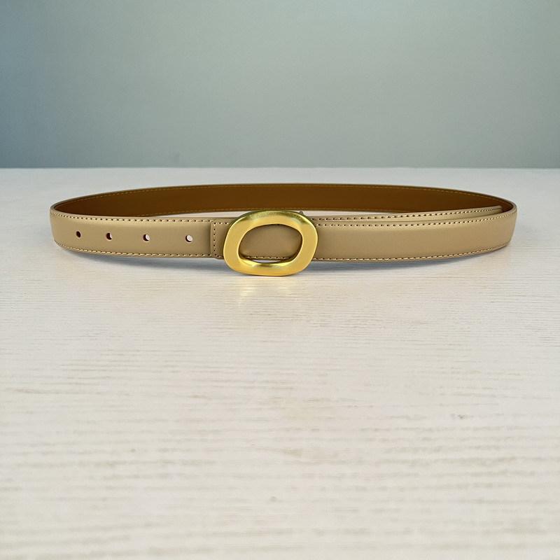 Leather Women'S Belt Simple Round Buckle Girls Belt With Jeans Casual Pants Belt Women'S