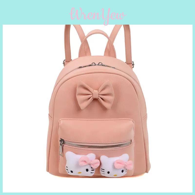 Sweet Hello Kitty Plush Doll Decoration Student Mini Backpack For School And Travel