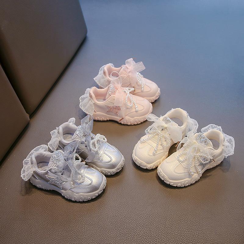 Girls shoes 2025 autumn new children's sports shoes baby girl princess dad shoes