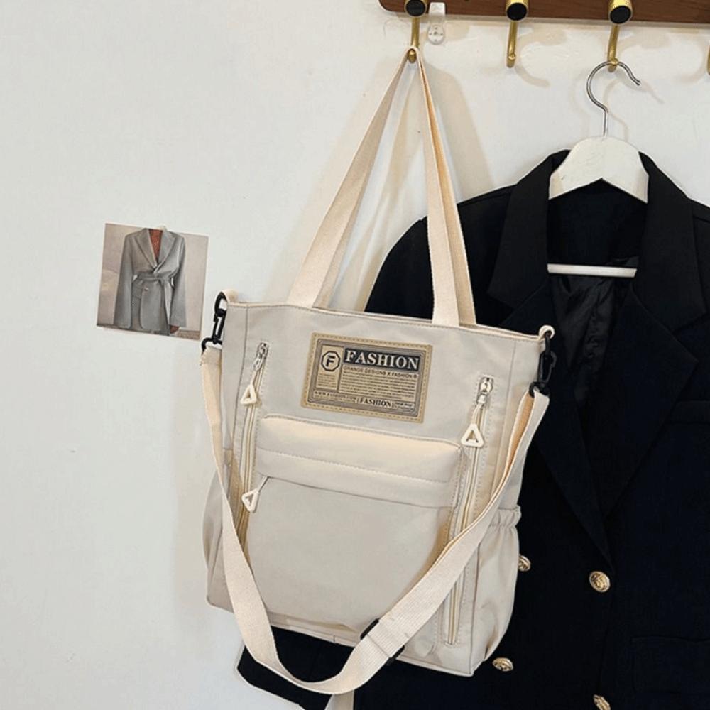 Large Capacity Student Tote Bag Solid Color Shopping Handbag Women's Shoulder Bag Student Class