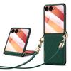 SULADA For Samsung Galaxy Z Flip7 5G Case Rhombus Leather+PC Phone Cover with Shoulder Strap
