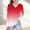 Womens V-Neck Long Sleeve Loose Fit T-Shirt With Polka Dot Print Casual Oversized Top Daily Wear