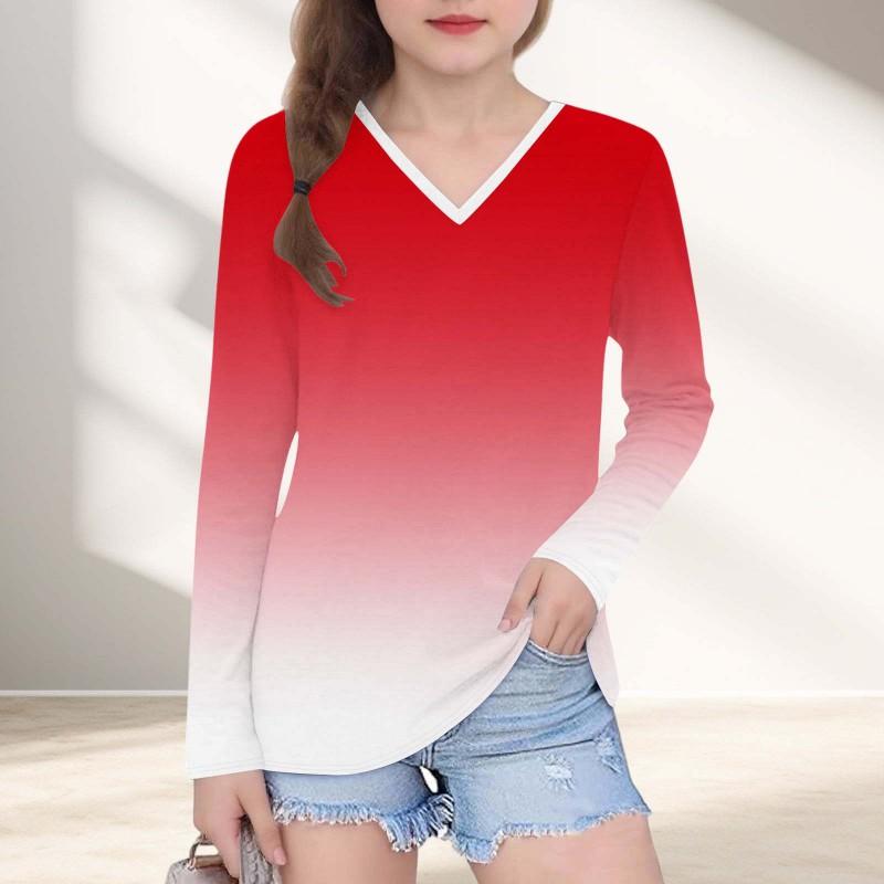 Womens V-Neck Long Sleeve Loose Fit T-Shirt With Polka Dot Print Casual Oversized Top Daily Wear