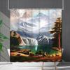 Bathroom Waterproof Curtain Digital Printing Landscape Waterfall Shower Curtain Free Punching Toilet Partition Curtain Shower Cloth