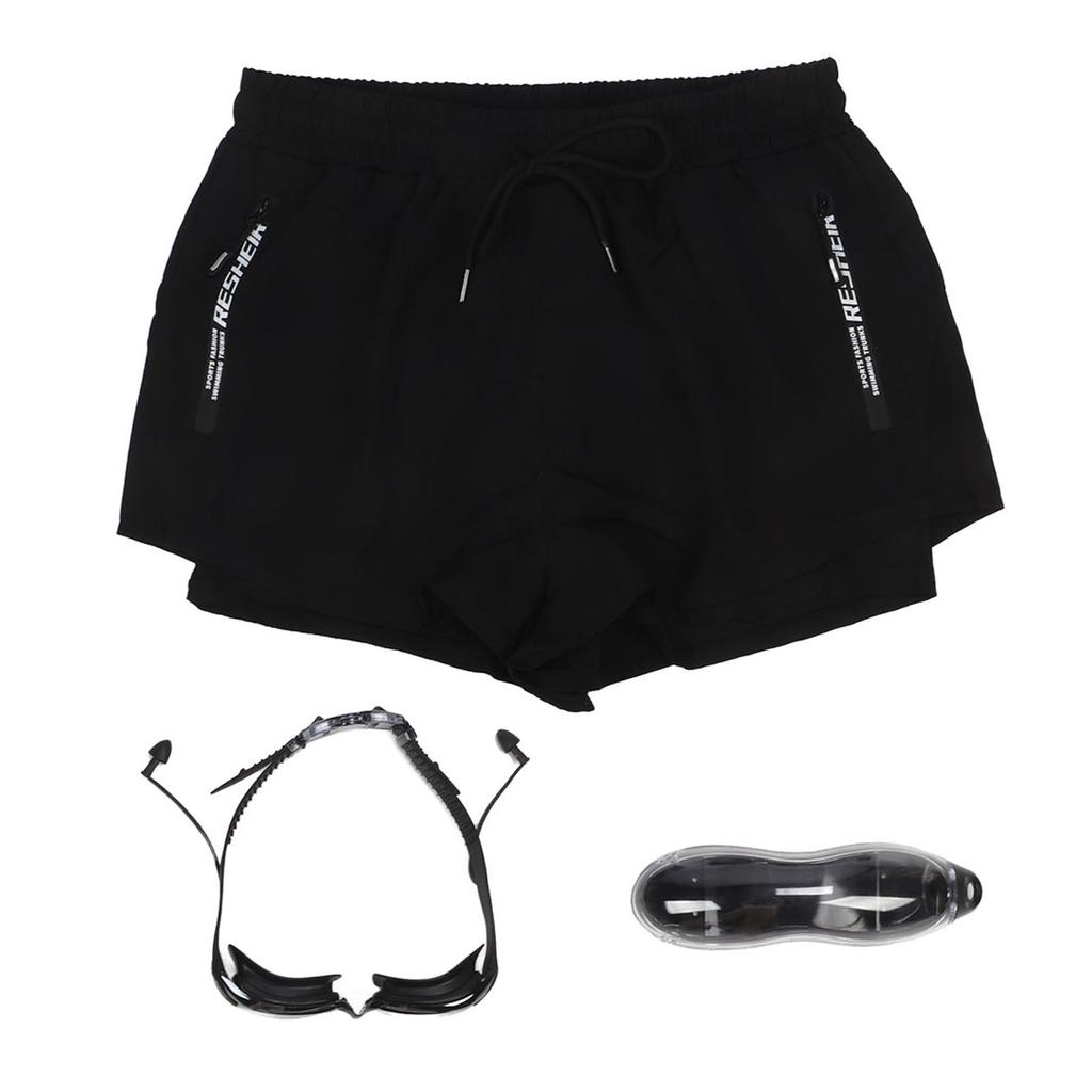 Men Swimming Shorts Swimming Goggles Storage Case Set Male Swimming Accessories Kit XXL 65 75kg