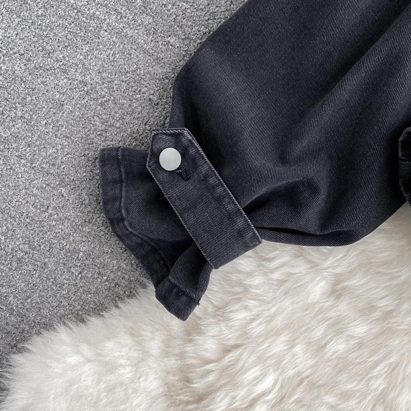 Podzimní dámská džínová bunda s výstřihem do V Krátké volné Bf ležérní topy