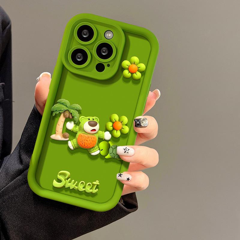 Internet Celebrity Strawberry Bear for Apple 17 Mobile Phone Case iPhone16promax Emery 15 New All-inclusive Lens