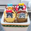 Cute Basket Cat Ornament Miniature Kitten Figurines Statue for Kids Children Baby Birthday Gift Room Garden Car Home Decoration