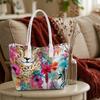 Floral Leopard Print Women Tote Daily Casual Shoulder Bag Stylish Lightweight Shopping Handbag