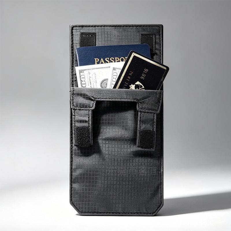 Slim Portable Anti-Theft Belt Wallet Black Hook-and-Loop Clip Hidden Pocket for Travel Outdoor Activities Daily Use