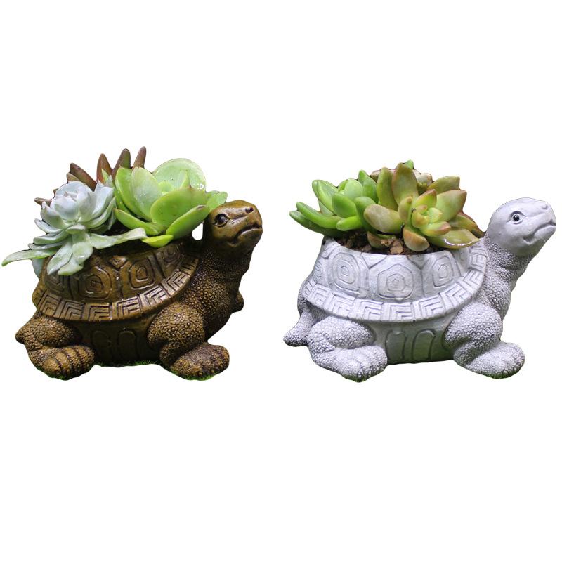 Cute Turtle Succulent Planter Resin Craft Mini Garden Decor Animal Pottery