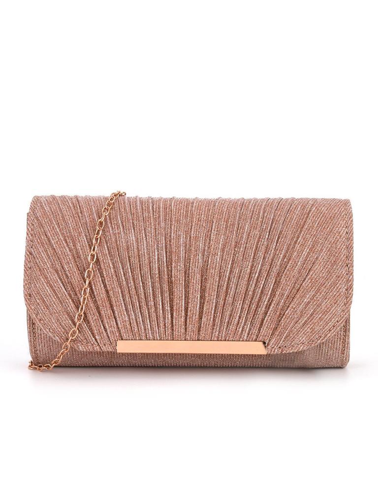 Women's Pleated Crossbody Clutch Bag with Round Bottom and High-Quality Stitching