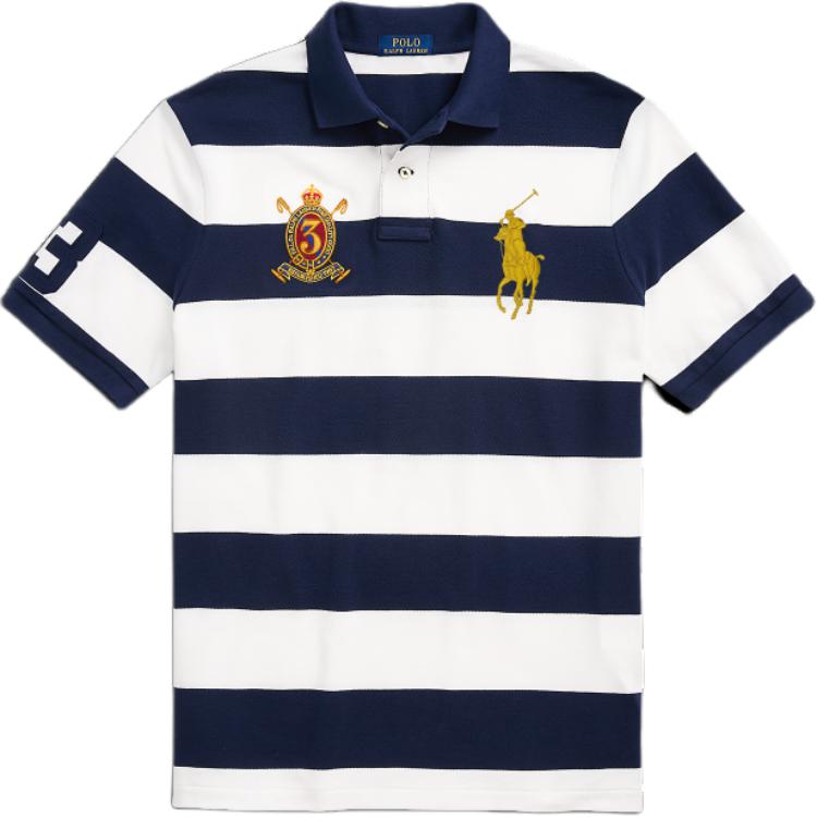 

Polo Ralph Lauren SS24 Поло в полоску приталенного кроя прямого покроя с коротким рукавом Мужские рубашки поло Темно-синий MNPOKNI1N822951-410 XL