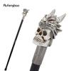 Silver Resin Skull Dragon Head Walking Cane Fashion Decorative Steel Stick Gentleman Elegant Cosplay Cane Knob Crosier 94cm
