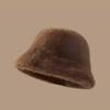 1 Fluffy Fur Fisherman Hat for Women Winter Plush Ear Protection Cap Windproof Warm Bucket Hat for Outdoor Cycling Hiking Travel