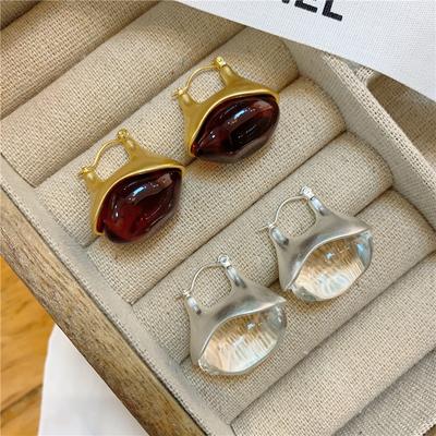 Retro Jewelry Trend New Geometric Gold Color Metal Resin Drop Earrings For Women Female Party Wedding Gift Elegant Style